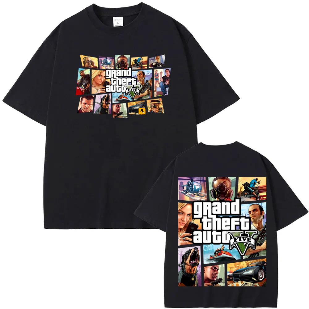 2026 New Grand Theft Auto V Game Tee Y2K Streetwear O-neck T-Shirt Summer Casual Comfortable 100% Cotton Tee
