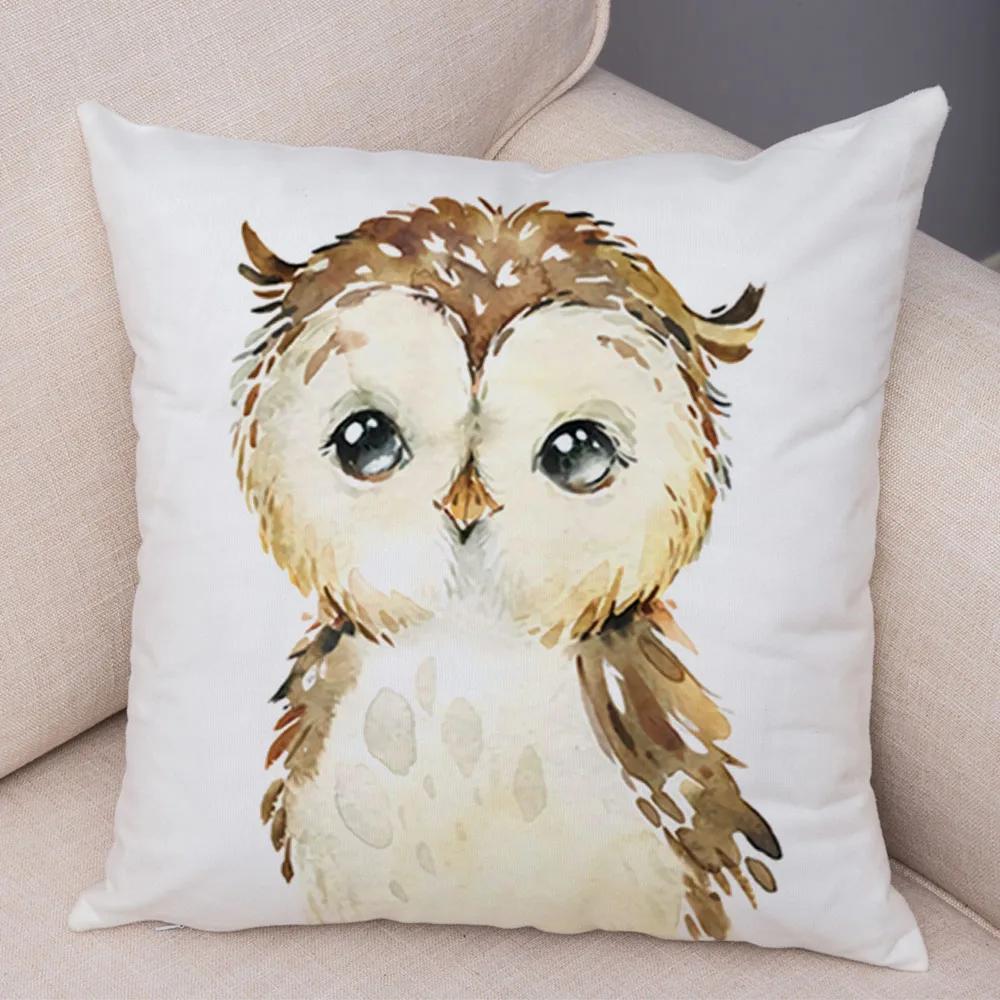 Watercolor Cute Animal Cushion Cover Sofa Home Decor Zebra Giraffe Hippo Monkey Lion Fox
