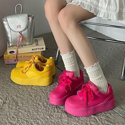 New Platform Yellow Board Shoes Casual Summer Dopamine Increase Sports Casual Shoes Super Soft and Sweet