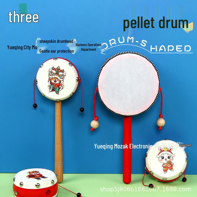 

Peddler s Wooden Baby Rattle: Newborn Musical Instrument with Traditional Sheepskin Drum. Plastic Handle Traditional Sheepskin Rattle (6cm)