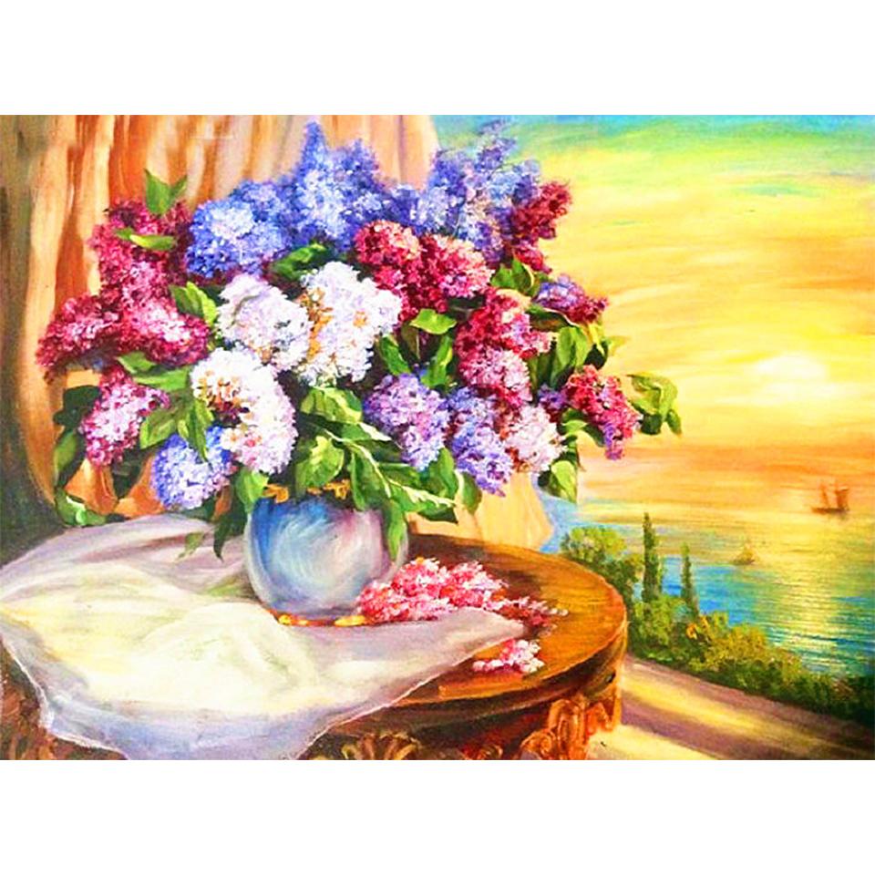 5D DIY Diamond Painting Flower Vase Rhinestone Rose Full Round Diamond Embroidery Cross Stitch Kit Mosaic Art Picture Gift