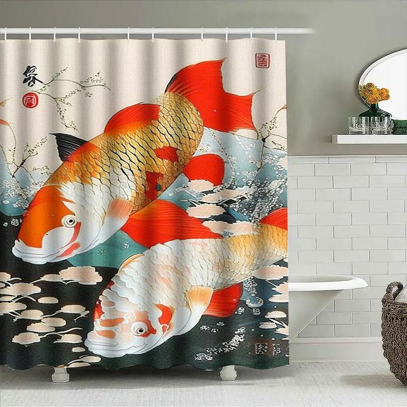 Vibrant Koi Fish Shower Curtain Modern Home Decor With Oriental Artistic Design