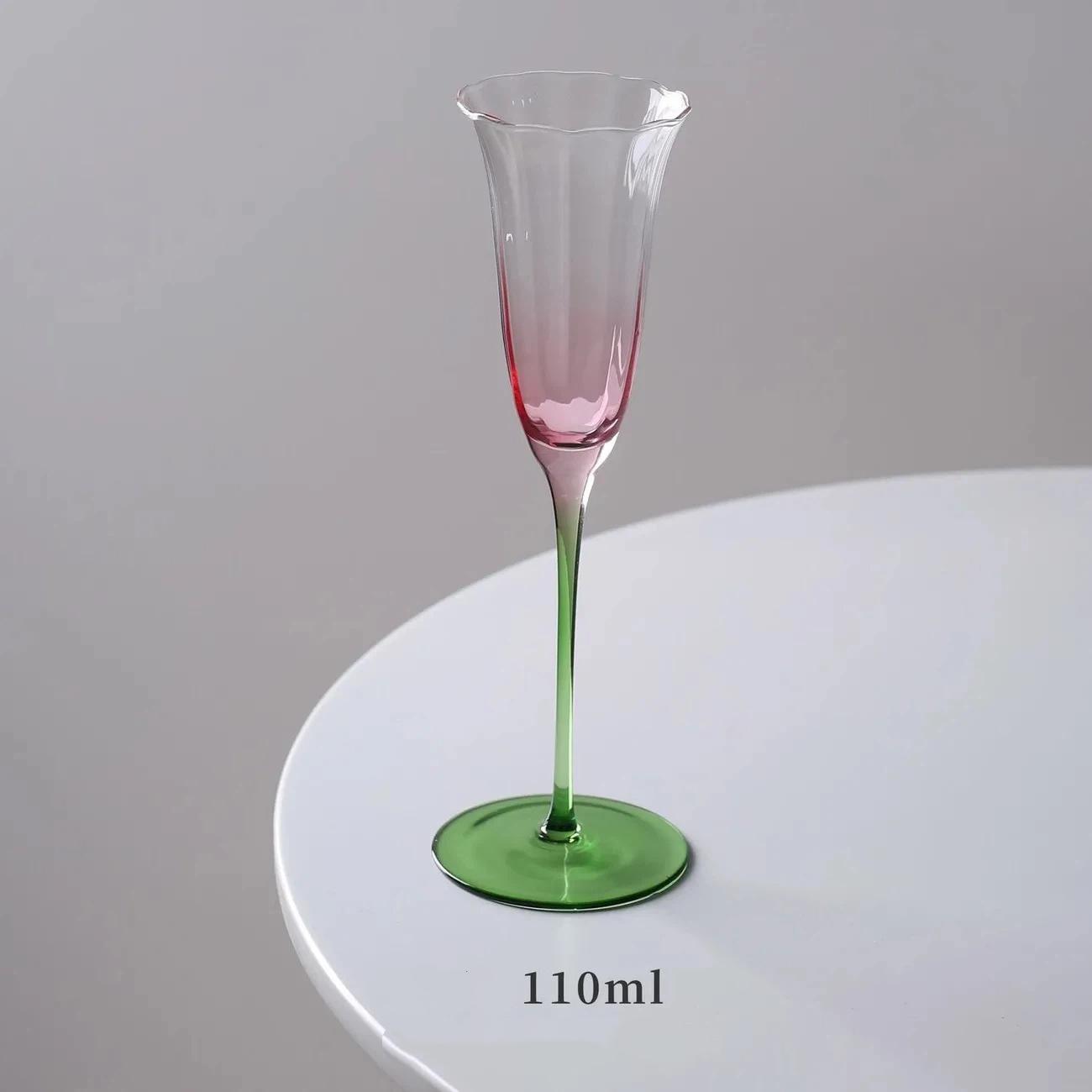 

Vintage French Crystal Glass Flower Goblet, Elegant Champagne & Cocktail High Stem Drinking Cup A