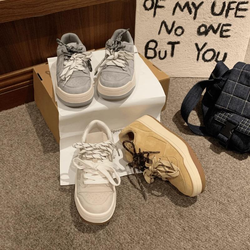 Leather Retro Little White Shoes Color Four Seasons Fashion Mesh Versatile Low Top Thick Baseplate Shoes Women's Shoes