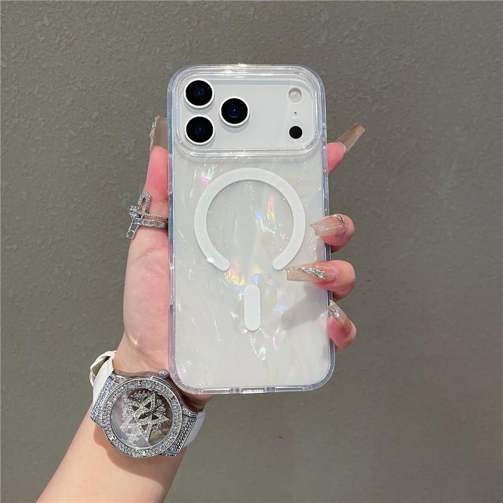 Suitable for Apple 17 Shell Pattern Magnetic Phone Case iPhone 17 Promax Sparkling Powder Colorful 17Air Protective Cover