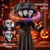 180 cm Halloween Animierte Hexe Dekoration Lebensgroß mit Leuchtenden Augen, Gruseligem Geräusch, Berührungsaktivierung
