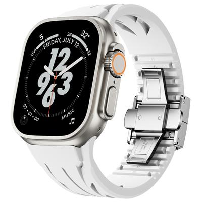 Silikonarmband für Apple Watch Serie 10 46mm/Ultra 2 Ultra 49mm/9 8 7 45mm/SE (2023) SE (2022) SE 6 5 4 44mm/3 2 1 42mm Butterfly-Verschluss Armband