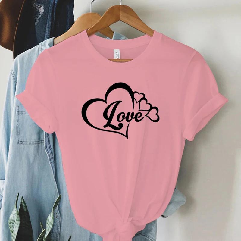 Lover Heart Graphic Summer T Shirts Women Hearts Gift Short Sleeve Tshirt Round Neck Classic Tops Lover Heart Essential Tshirt