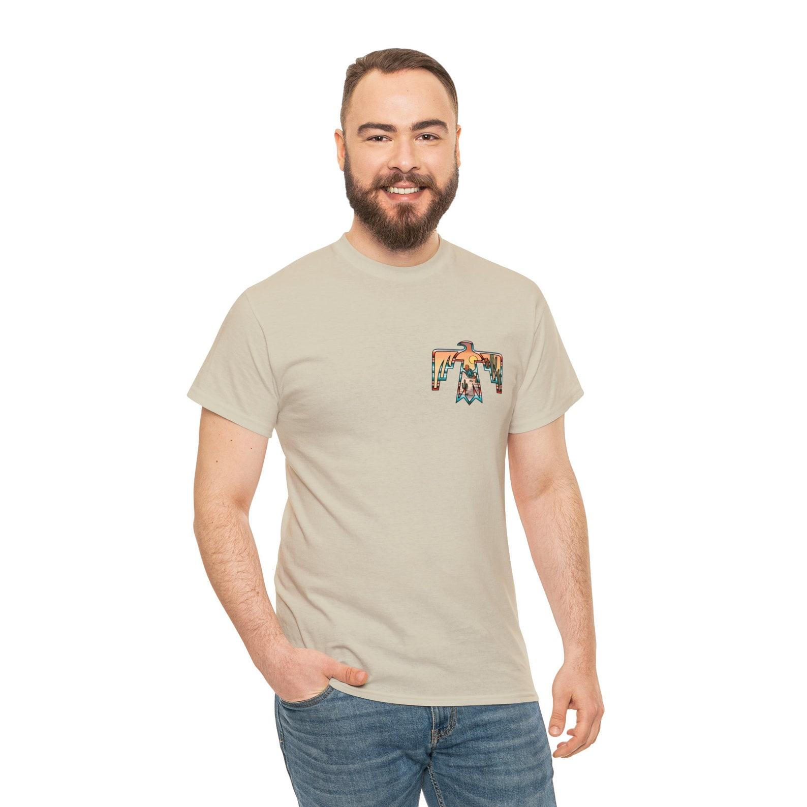 Aesthetic Native American Southwest South Western Thunderbird Indian Cactus Desert Sunset Cotton T shirt 4XL