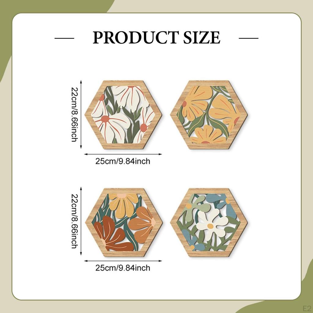 4x Muurkunst Hangende Decoratie Esthetisch Minimalistisch Ornament Handwerk Boho voor Kantoor