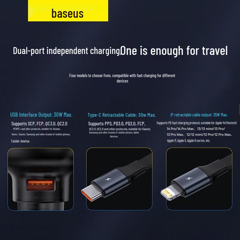 Baseus Retractable Cable Car Charger
