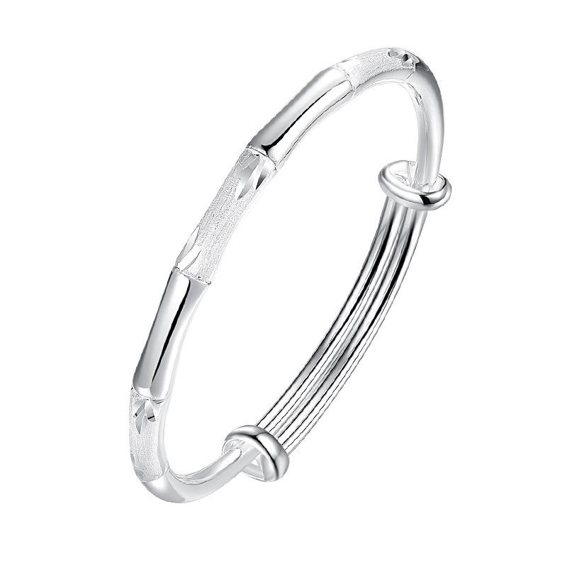 Women Solid Matte Bamboo Joint Open Bangle Bracelet Gift For Girlfriend