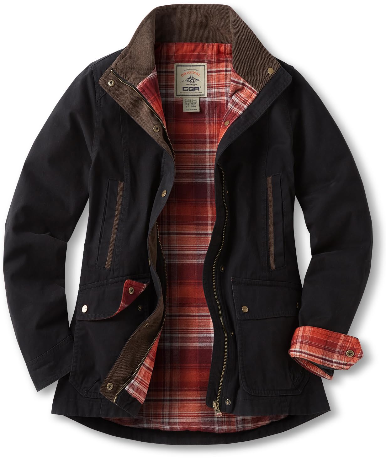 

Рубашка CQR Легкая Теплая и Теплая с Фланелевой Длинной Однотонной Курткой для и Американской Повседневной Женской Куртки, Хлопок, Подкладка, Рукав, Цвет, чёрный