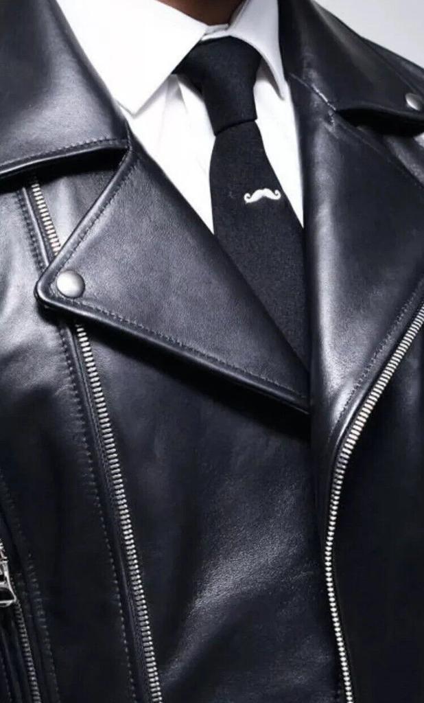 Motorcycle Biker Wear New Genuine Lambskin Handmade Leather Jacket Black Men's Stylish