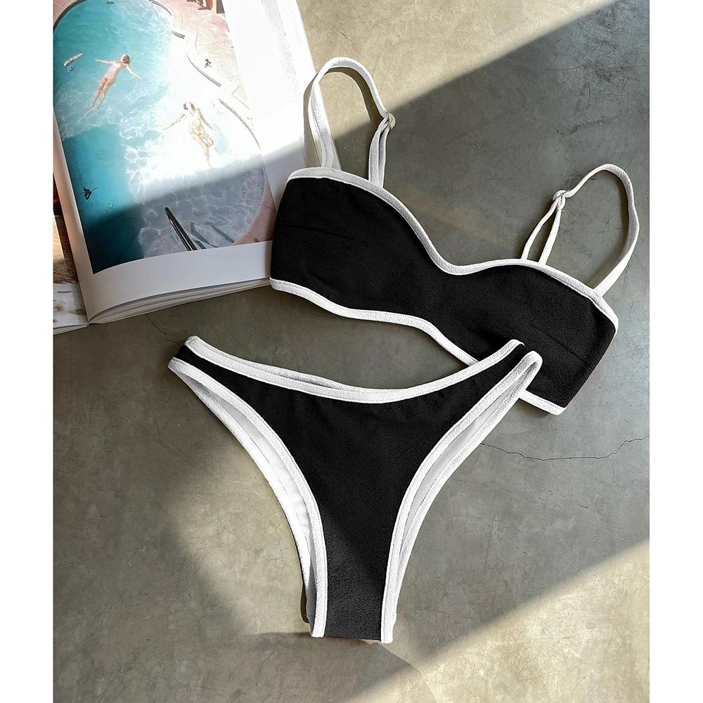 

Micro Bikinis Push Up Women Swimsuits 2025 Sexy Swimwear Brazilian Bikini Set Pink Biquini Patchwork Swimsuit Bandeau Beachwear S