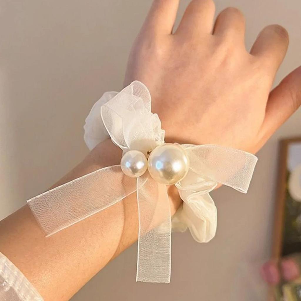 1 Peça Fita Branca Fita Círculo de Cabelo Feminino Coreano Rabo de Cavalo Duplo Pequeno Fresco Corda de Cabeça Temperamento Laço Corda de Cabelo Faixa de Couro H