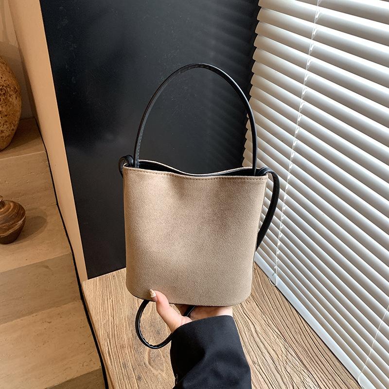 Suede Bag Women's Autumn and Winter Versatile New Retro Leopard Print Shoulder Crossbody Bucket Bag