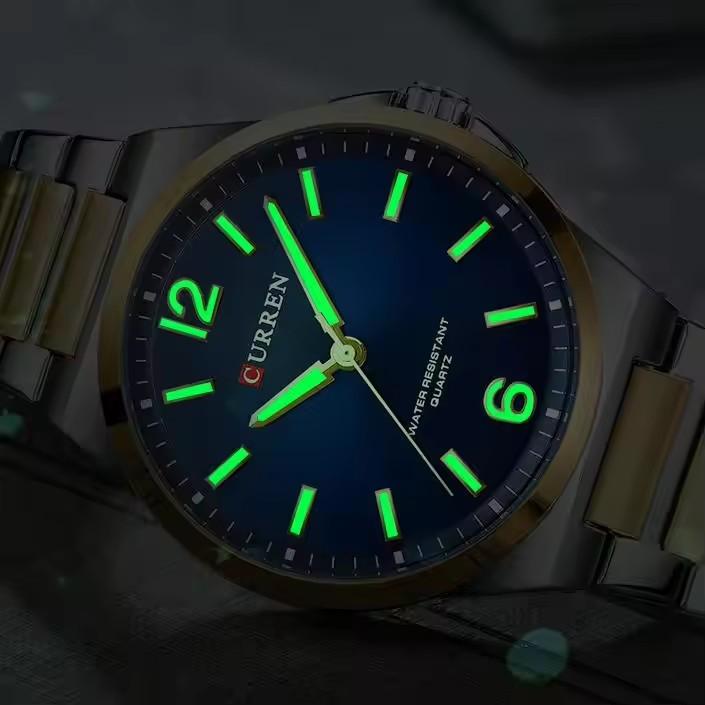 CURREN 8493 NEW Luxury Brand Wristwatches for Men's Stainless Steel Band Quartz Watch Simple Business Clock with Luminous Hands