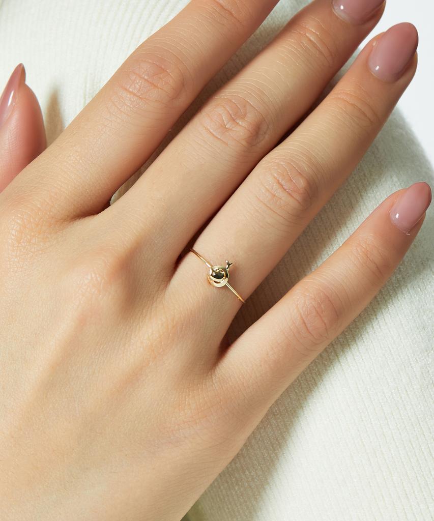 Helene Jewelry 14K Jumping Dolphin Miss Ring Gold Thread Ring (Type A)