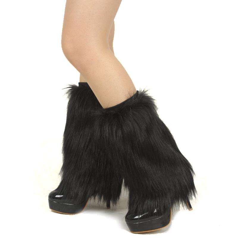 

Женские модные сапоги с манжетами, пушистые, мягкие, меховые, гетры из искусственного меха, ботворезы 20-40 см 30CM чёрный