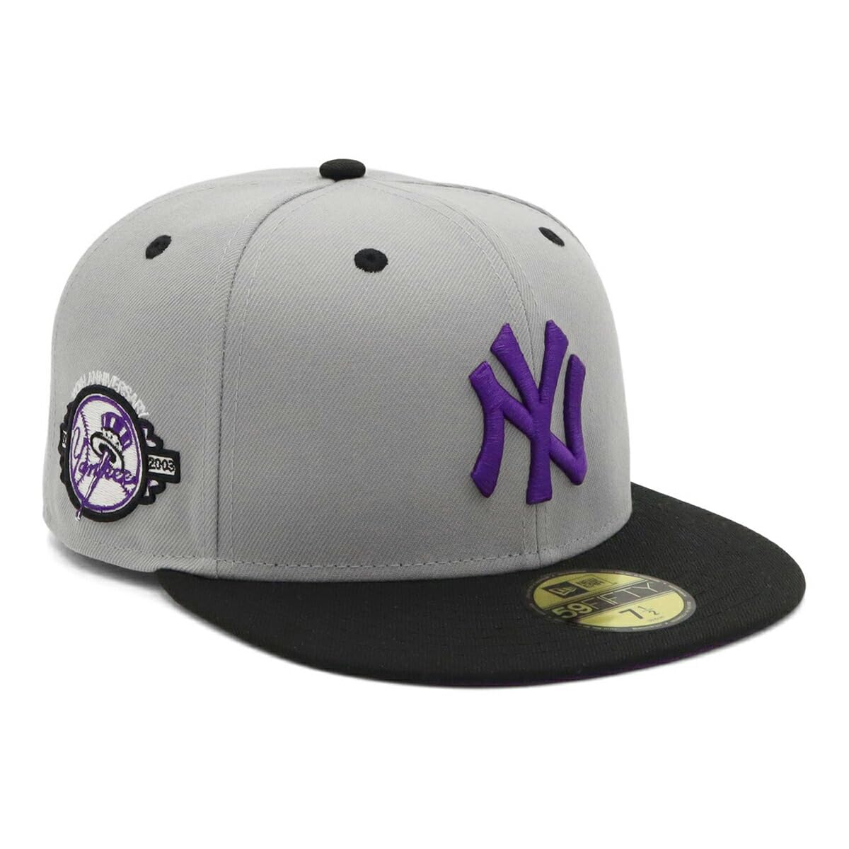 

New Era 59FIFTY Cap MLB New York Yankees NY Gray 7 Side Patch Under Visor ONSPOTZ Exclusive and 5950 Side Patch Straight Flat Visor Fashion Popular
