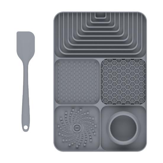 Silicone Dog Lick Mat with Spatula Boredom Anxiety Relief Pet Food Mat with Suction Cup Slow Feeder Bowl Peanut Butter Licking Mat Enrichment Toy
