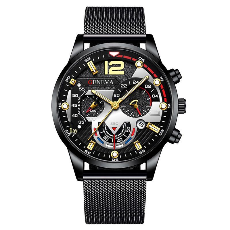 

Календарь модных трендов Мужские кварцевые часы со светящимся циферблатом, ремешки из нержавеющей стали и сетки