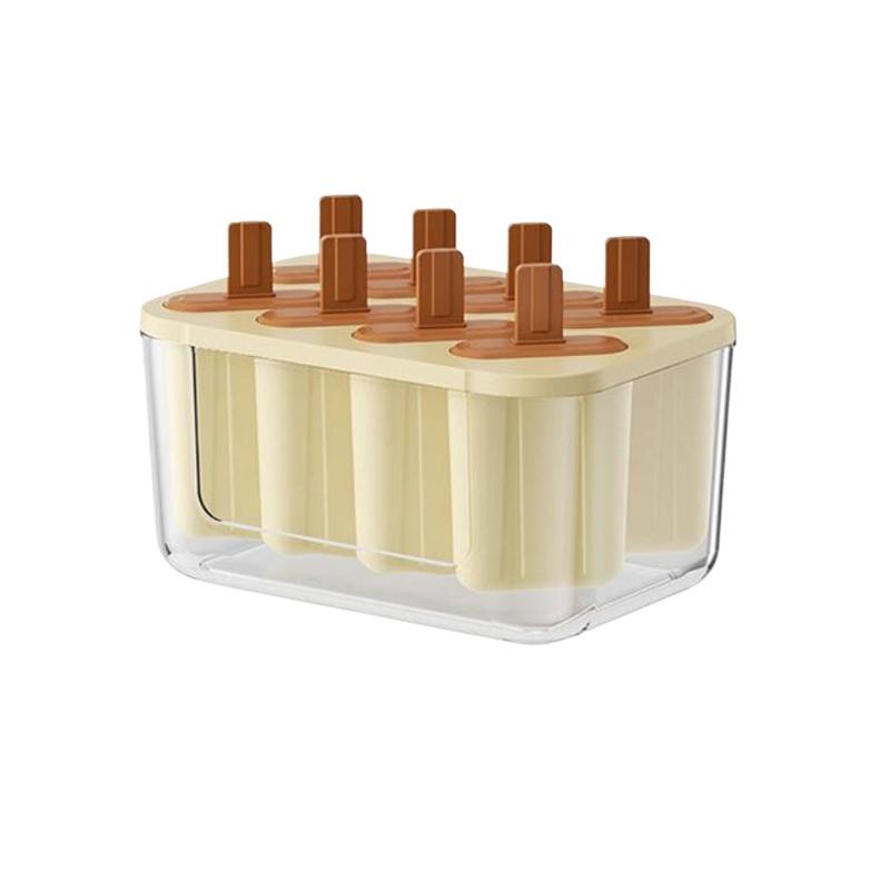 8-Cavity Ice Mold Reusable Easy-Release Freezer Tray With Sticks Silicone Popsicles Maker For Kids Adults Home Party Kitchen
