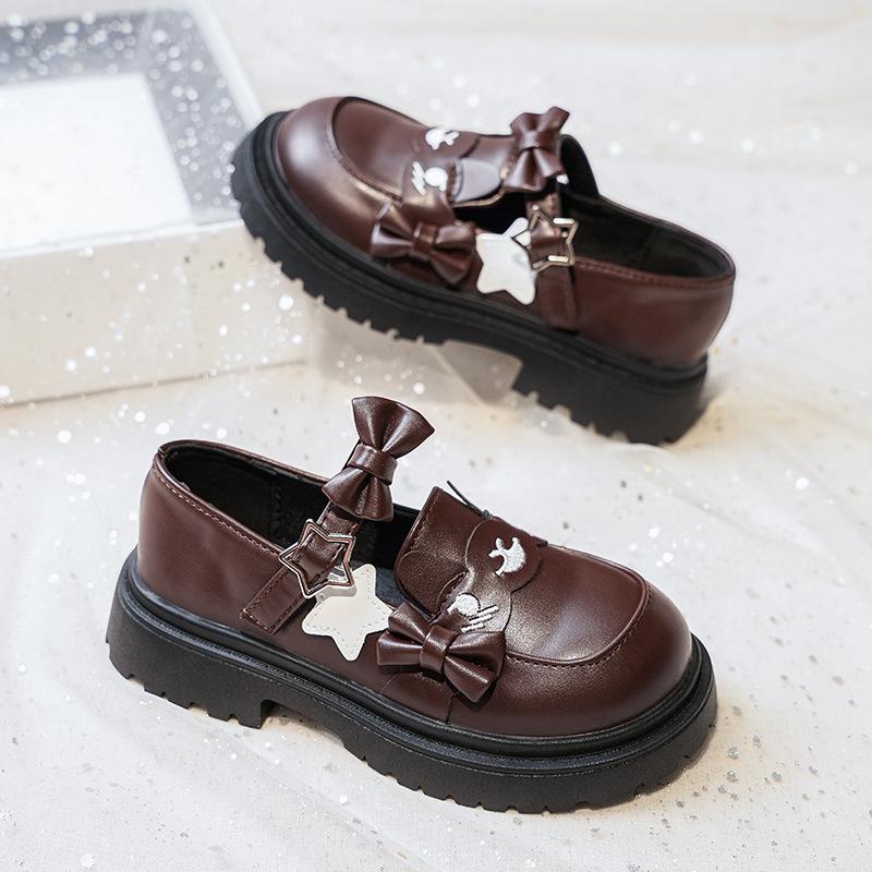 Kids Brown Bow Star Decor Platform Mary Jane Shoes 28