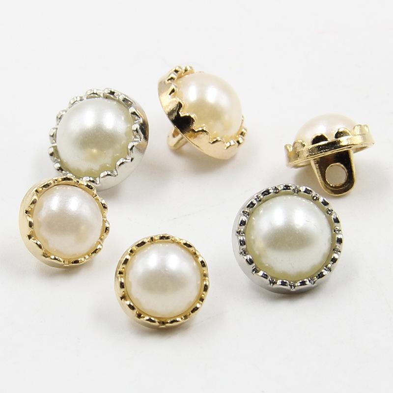 

10 шт. Золотая круглая пуговица с металлическими белыми перламутровыми бриллиантами женская рубашка открытая трикотажная рубашка шифоновая декоративная пуговица аксессуары Gold * 16L = 10.0 MM