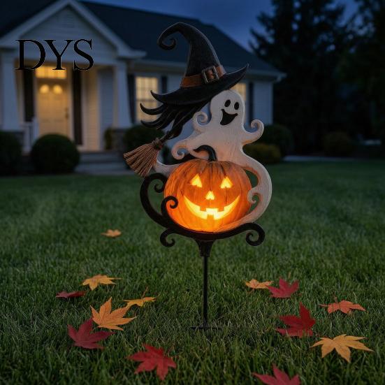 Yard Stakes for Halloween Garden Stake, Metal Witch Pumpkin Rust-Proof Outdoor Courtyard Ornaments Decoration Lawn Patio Porch Pathway, Gift Gardener