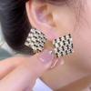 2026 Black & White Diamond Rhombus Stud Earrings: High-End, Versatile Niche Design for Women, Internet Celebrity Style.