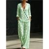 European and American Summer New Blue and White Tie-dye Gradual Change Diagonal Shirt Wide-leg Pants Two-piece Set Women's Casual Long-sleeved Suit