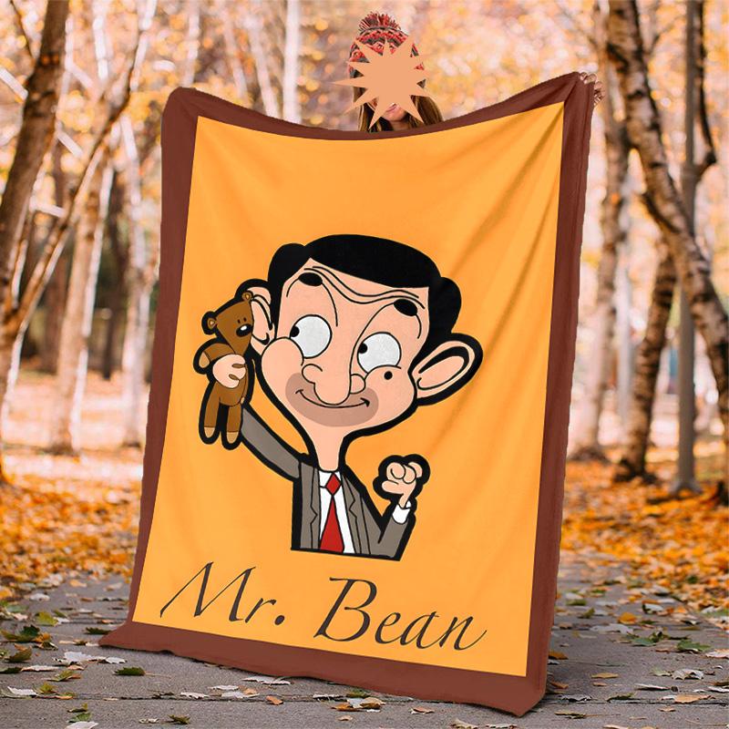 Mr Bean Flannel Blanket Soft Warm All-Season Throw, Design for Camping, Car Travel, Hiking Sofa, Bed, Office Perfect Gift for Parties