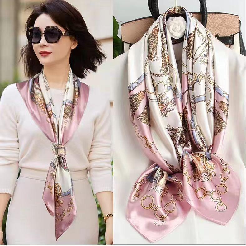 Hangzhou Silk 90 Square Scarves Silk Scarves Women Travel With Shirts Spring And Autumn Versatile Small Shawls