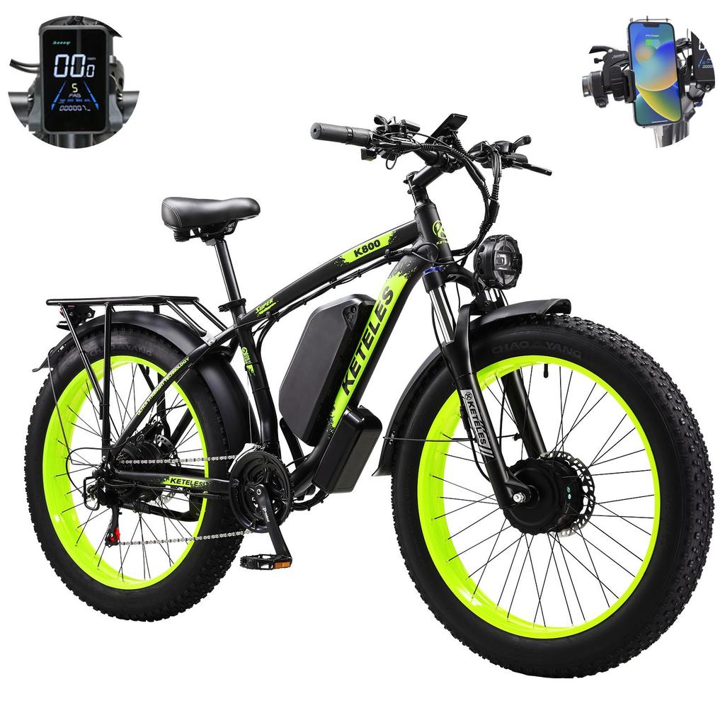 KETELES K800 Elektrofahrrad mit Doppelmotor, 48V 23Ah Akku, Shimano 21-Gang