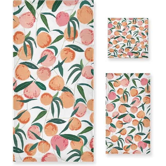 Orange Grey Bath Towels Set of 3,Gray White Graffiti Abstract Modern,Decoractive Bathroom Towels Set 1 Bath Towel,1 Hand Towel,1 Washcloth,Soft персиковый