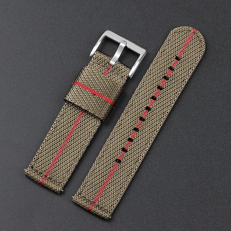 Nylon Canvas Watch Band 20mm 22mm Ribbed Strap for Seiko for Citizen Military Sports Woven Fabric Replacement Wristband Bracelet