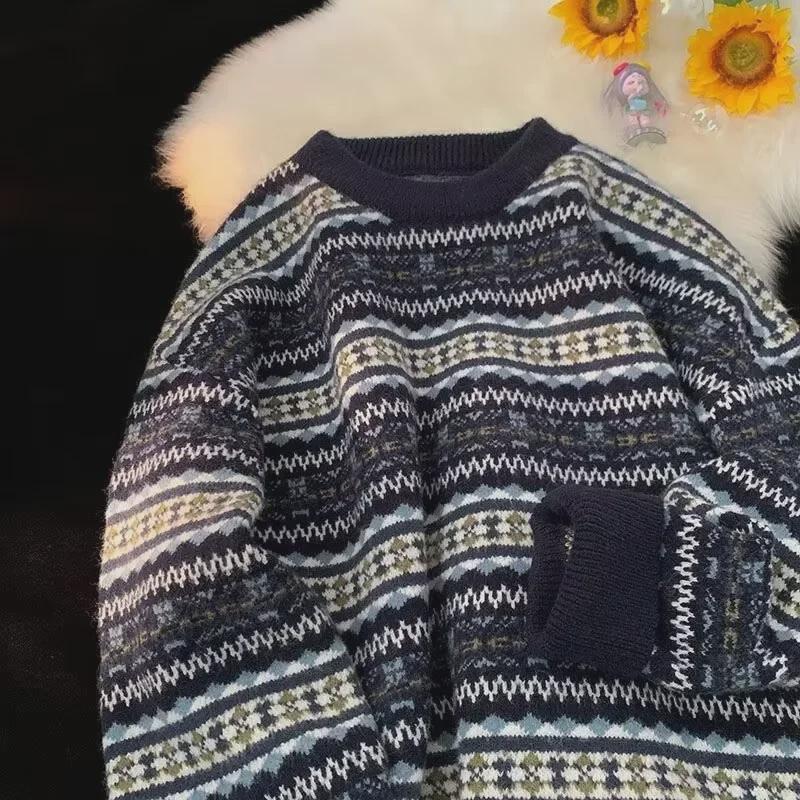 Koreanischer High-End-Weihnachtspullover mit Streifenmuster 2023: Trendiges Herbst- und Winteroberteil