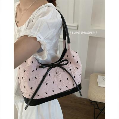 Korean Fashion Handbag Women's Commuter Bag 2025 New Bow Underarm Bag Versatile Large-capacity Shoulder Bag