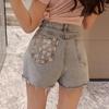 New Arrivals Open Run Women Lovely Heart Pocket Ripped Denim Shorts