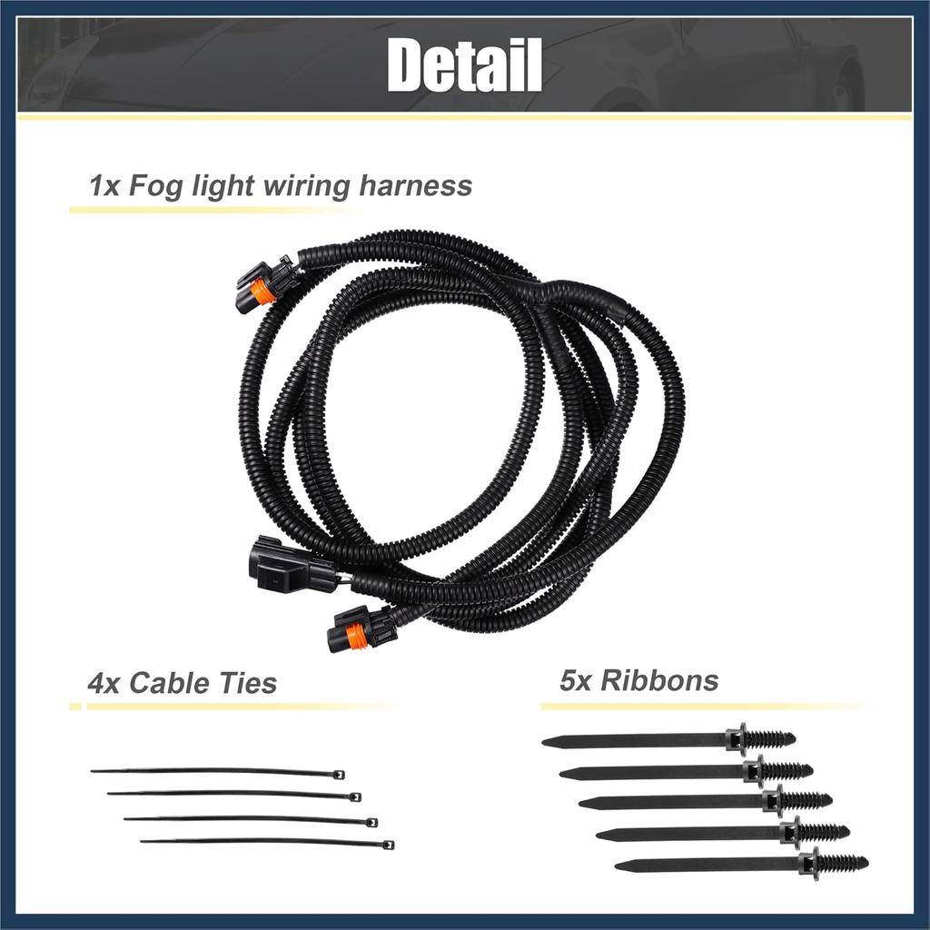 Fog Light Wiring Harness Kit 56045501AC for Dodge Ram 1500 2500 3500 4500 5500 Truck 2002-2010 Left Right Side Black ABS Stylish Design