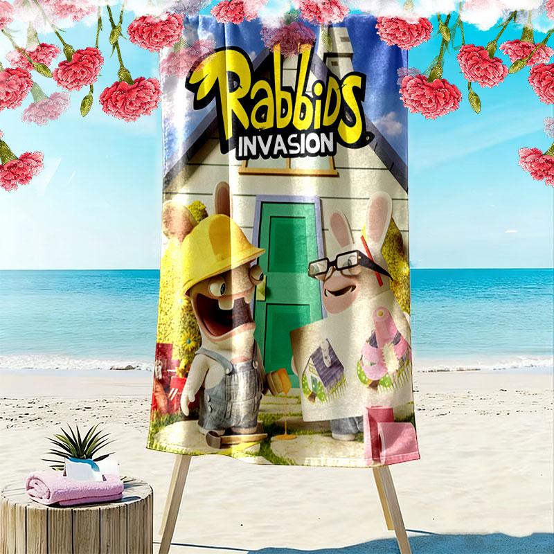Rabbids Invasion Spark Print Beach Towel, Large Soft Quick Dry Towel for Beach Camping Swimming
