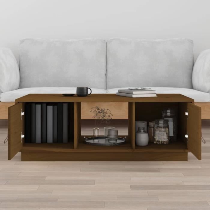 818268 vidaXL Table basse Marron miel 100x50x35 cm Bois massif de pin