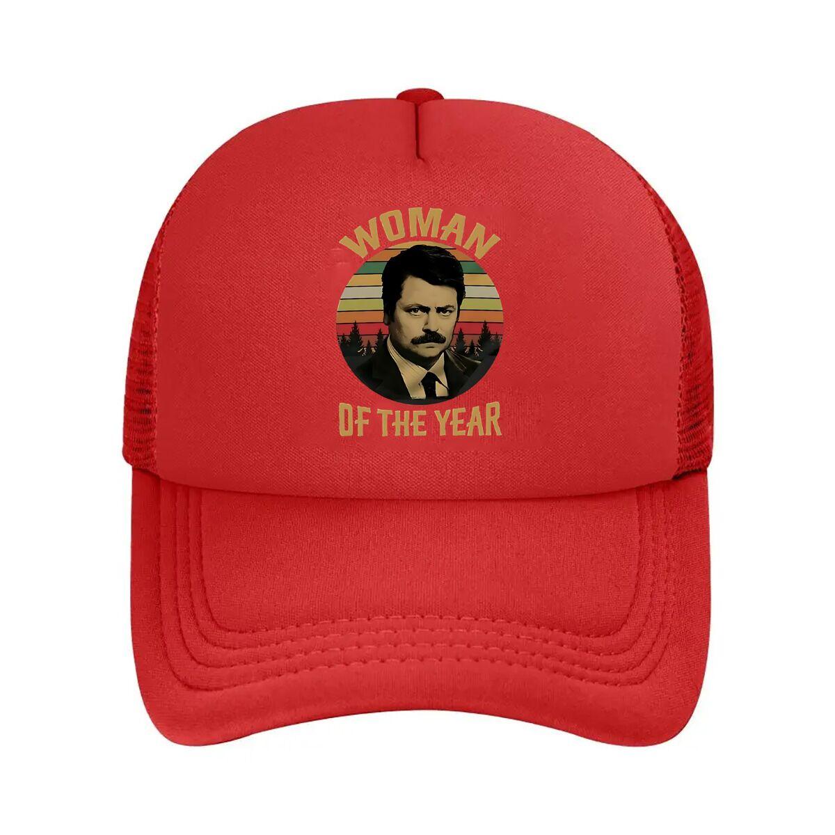 “Woman of the Year Retro - Styled, Person - Themed Poster Art” Mesh Baseball Cap One Size