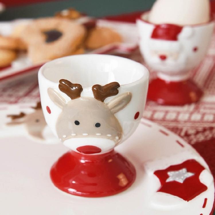Ceramic Eggs Holder Cup Christmas Themed Porcelain Small Wine Cup Home Decoration Accessories Elegant Party Drinkware