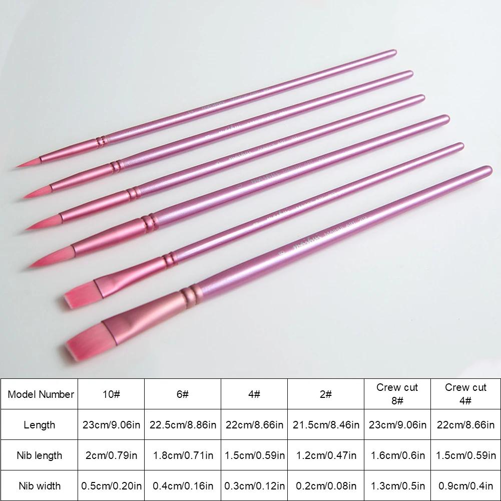 4/6Pcs Watercolor Paint Brushes Paint Brushes Set Pointed Tip Paint Brushes Set Flat Head Watercolor Brush for Miniature Model