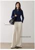 Lekasha Striped Cashmere Stand Collar Zip Cardigan
