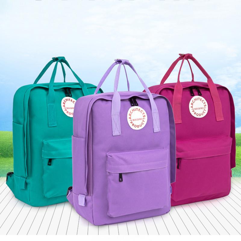 Er Wei Man Letter Print Canvas Leather Backpack Camping Schoolbag Bag Travel