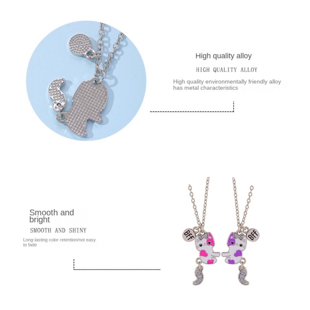 Electroplate Best Friend Magnetic Necklace Zinc Zinc Alloy Magnet Necklace Cartoon Pendant Necklace  Couple